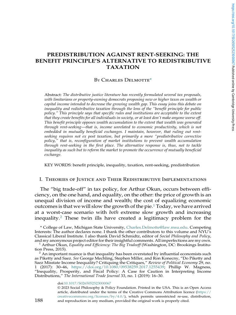 Predistribution vs. Rent-Seeking Taxation | PDF | Redistribution Of ...