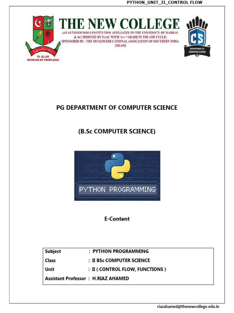 Python Control Flow and Functions Guide | PDF | Control Flow ...