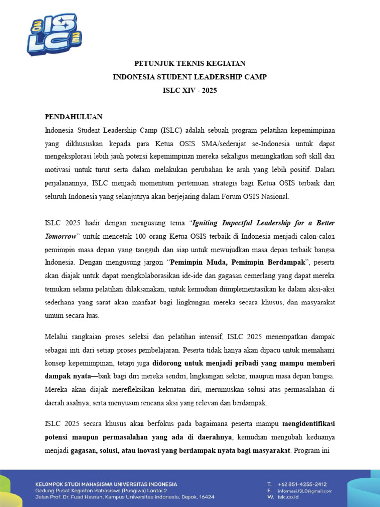 ISLC 2025: Pelatihan Kepemimpinan OSIS | PDF