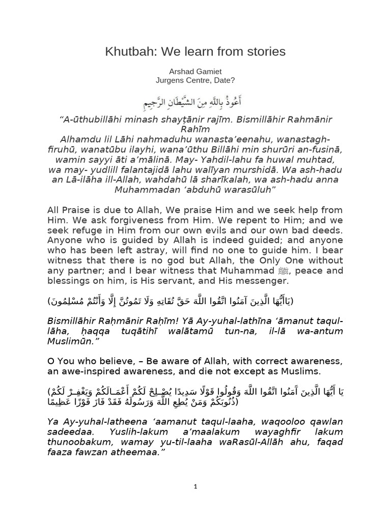 Lessons from Quranic Stories | PDF | Prophets And Messengers In Islam ...