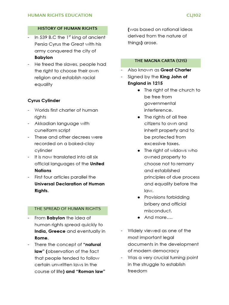 History and Principles of Human Rights | PDF | Human Rights | United ...