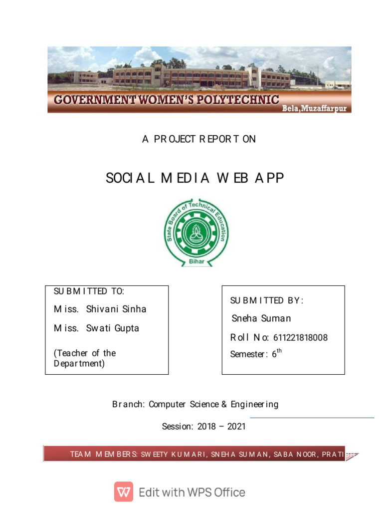 Social Media Web App Project Report | PDF