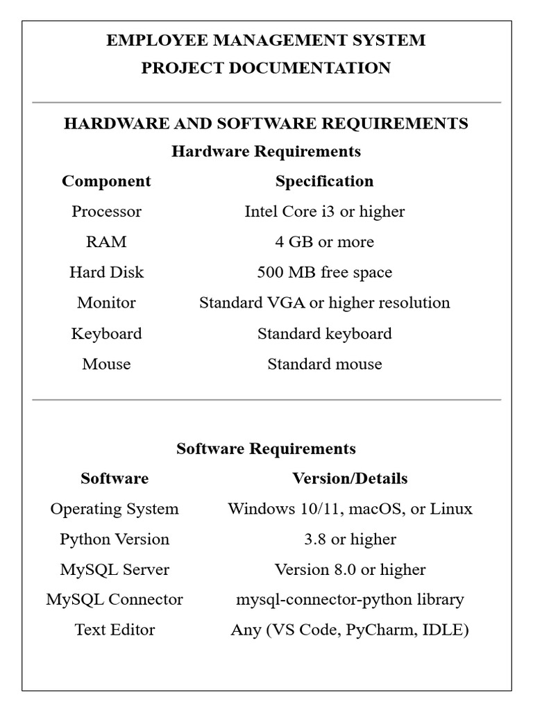 Employee Management System Overview | PDF | Databases | Python ...