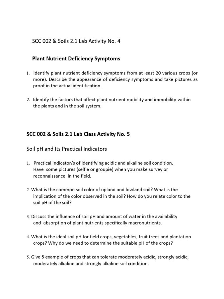 SCC 002 Lab Activity 4 8 | PDF | Soil | Plant Nutrition