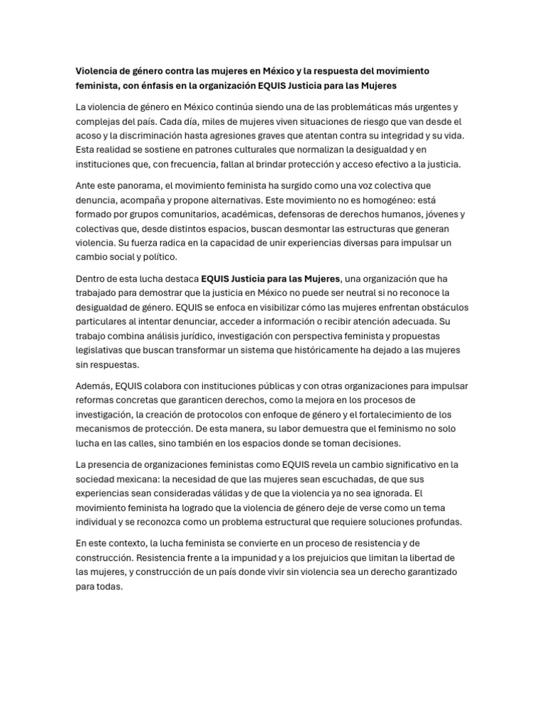Violencia de Género Contra Las Mujeres en México y La Respuesta Del ...