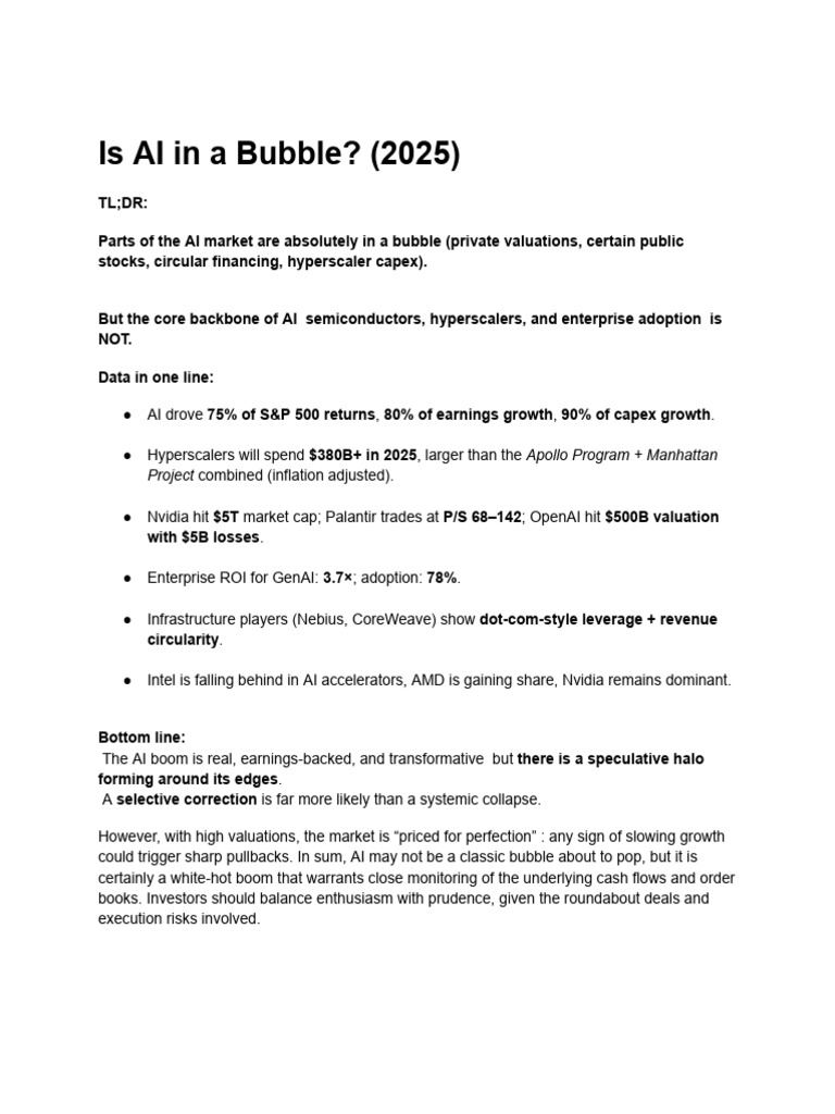 AI Market: Boom or Bubble Analysis? | PDF | Economic Bubble | Valuation ...