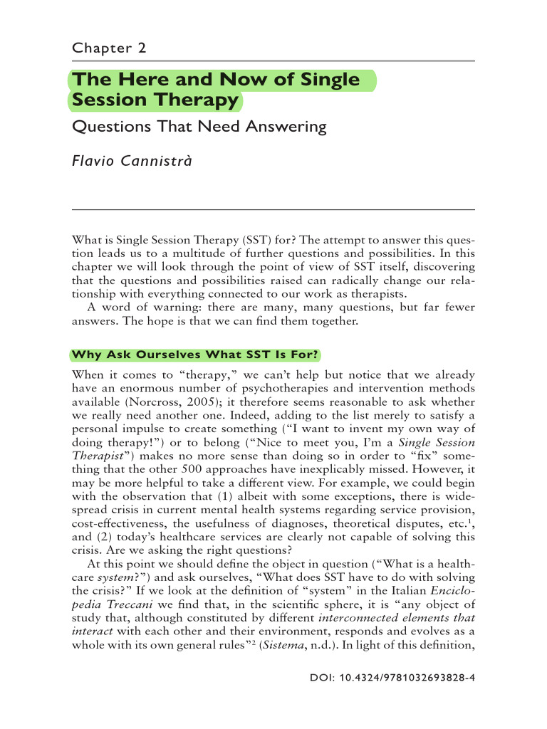 Understanding Single Session Therapy | PDF | Psychotherapy ...