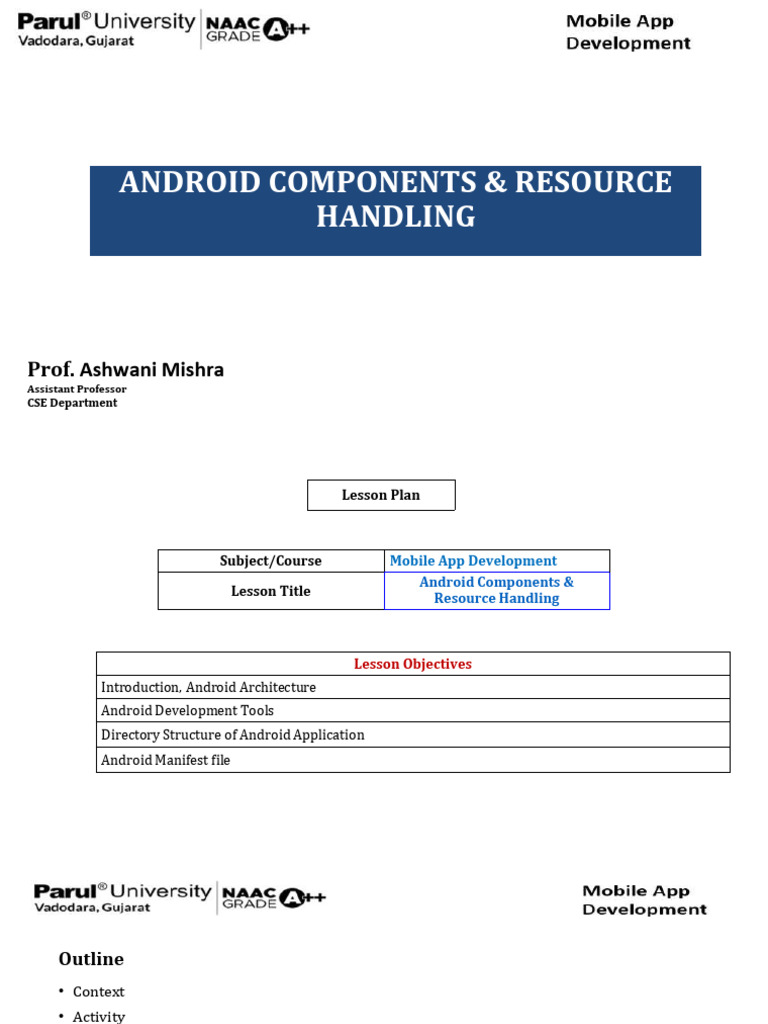 Android Components & Resource Management | PDF | Android (Operating ...