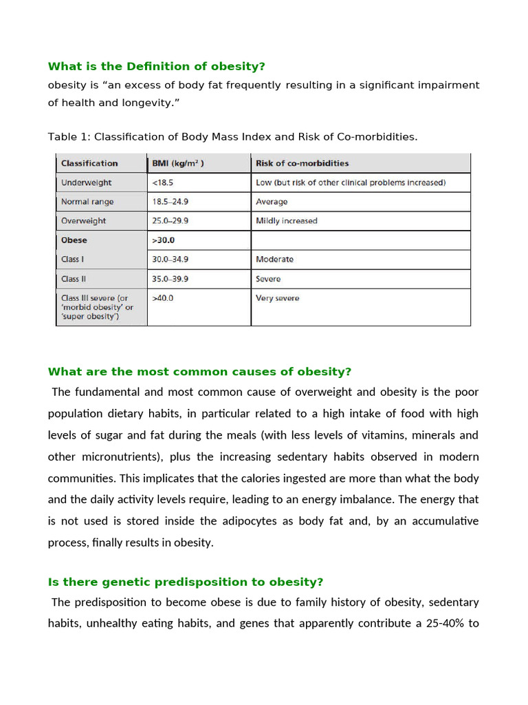 Understanding Obesity: Causes and Treatments | PDF | Obesity ...