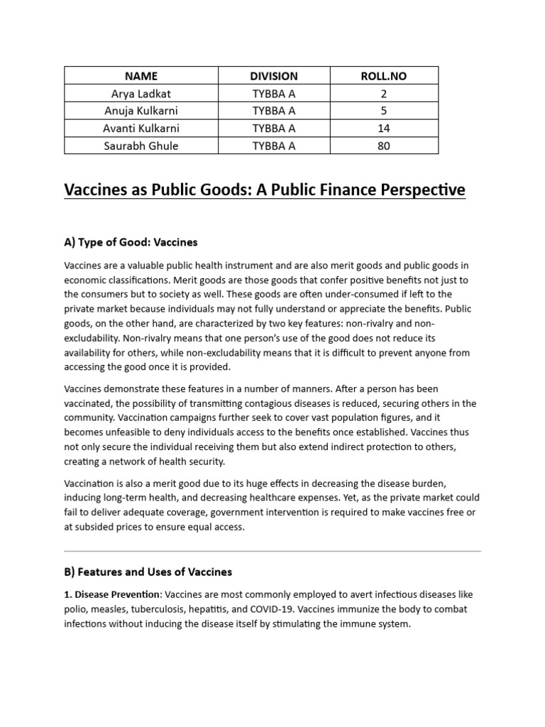 Vaccines as Public Goods Explained | PDF | Vaccination | Vaccines