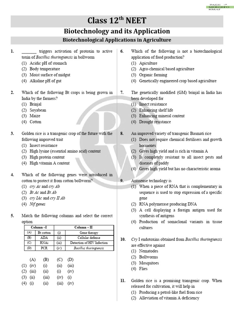 Biotechnology Applications in Agriculture | PDF | Sense (Molecular ...