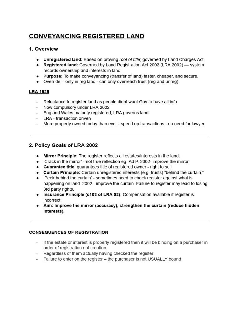 Understanding Registered Land Conveyancing | PDF | Civil Law (Legal ...