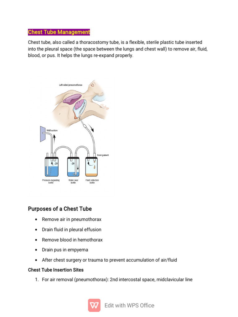 Chest Tube Management Guide for Nurses | PDF