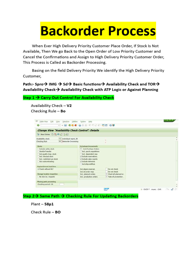 Backorder Process SAP-SD | PDF | Computing | Software