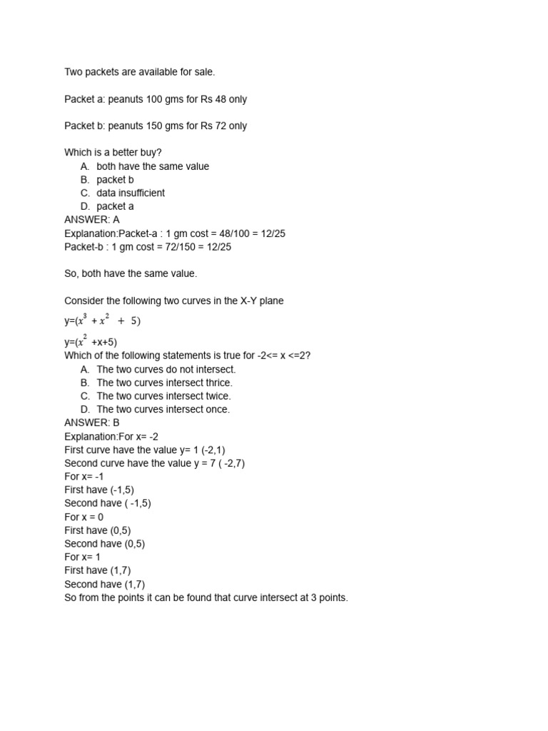 Comparing Peanuts and Curve Intersections | PDF | Quadratic Equation ...