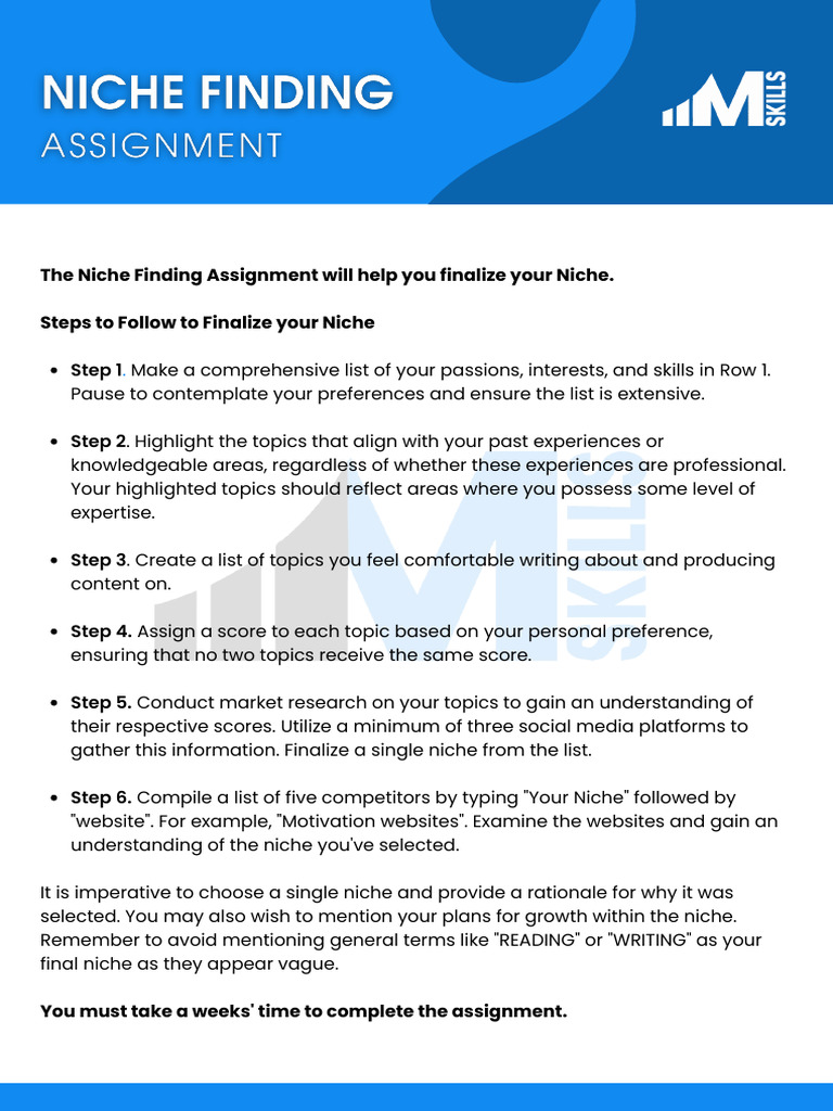 Finalize Your Niche: Step-by-Step Guide | PDF