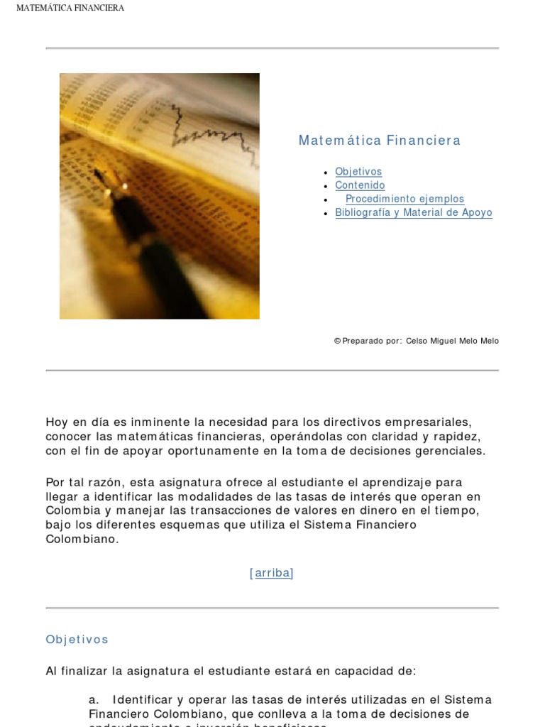 Matemáticas Financieras en Colombia | PDF | Bancos | Finanzas Matemáticas