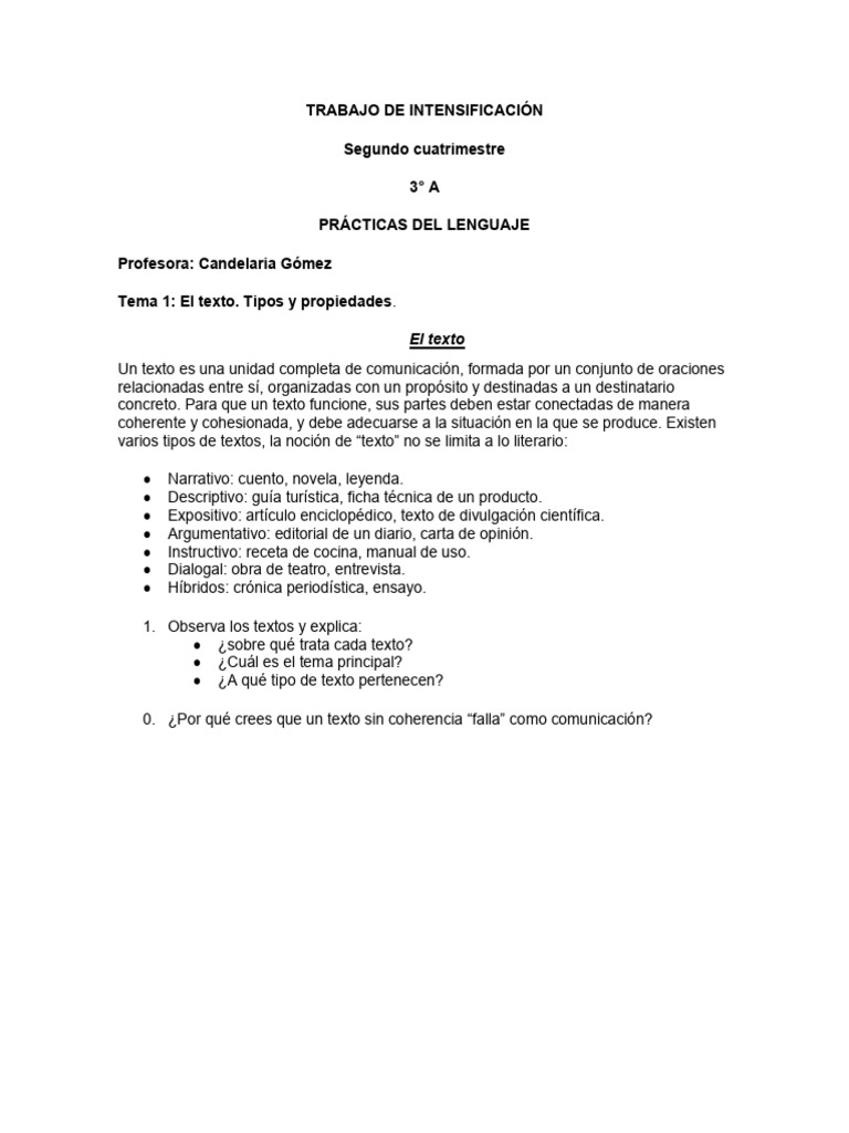 Tipos de textos y cohesión textual | PDF | Narración | Cambio climático