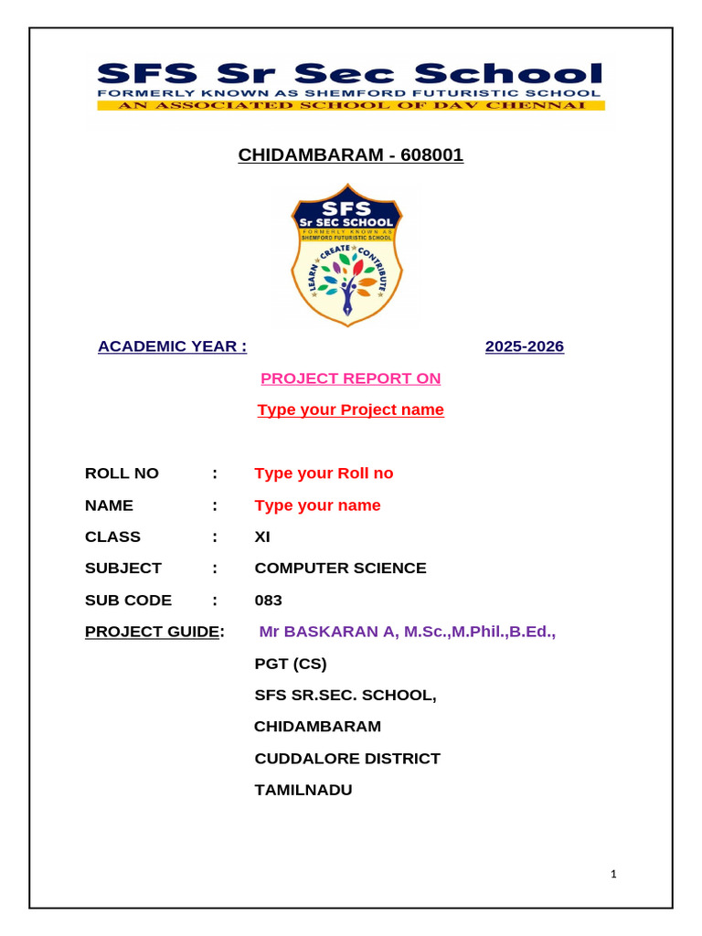 Computer Science Project Report 2025-26 | PDF | Software Testing | It ...