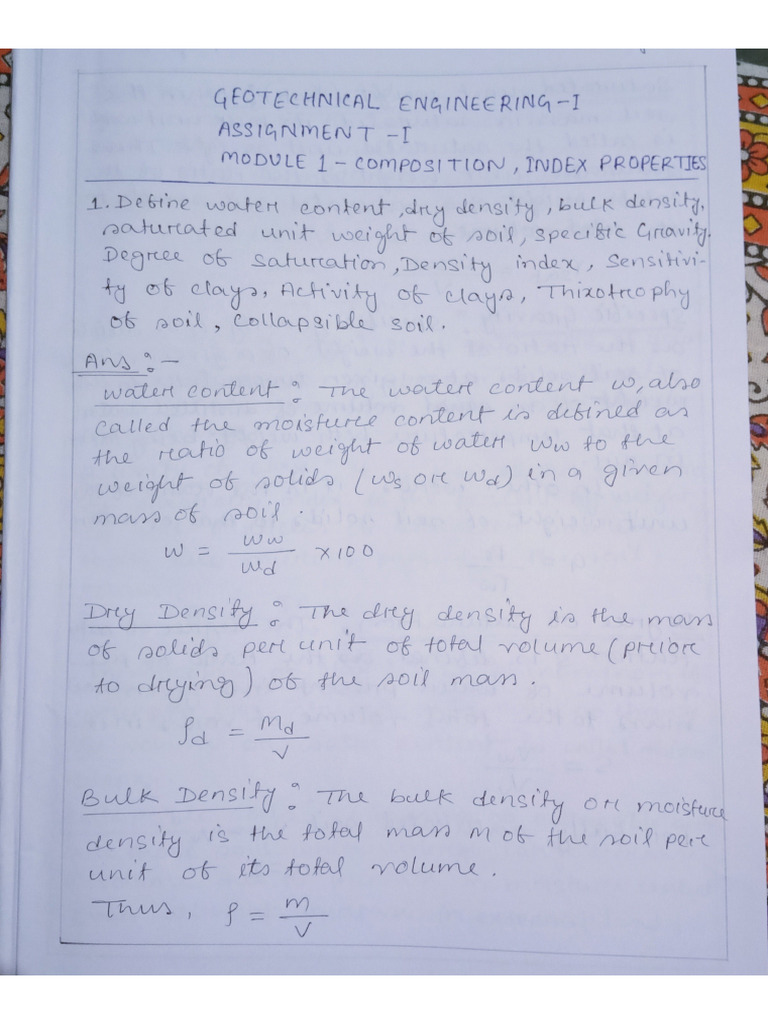 Assignment - 1 Geotechnical Engineering-1 | PDF