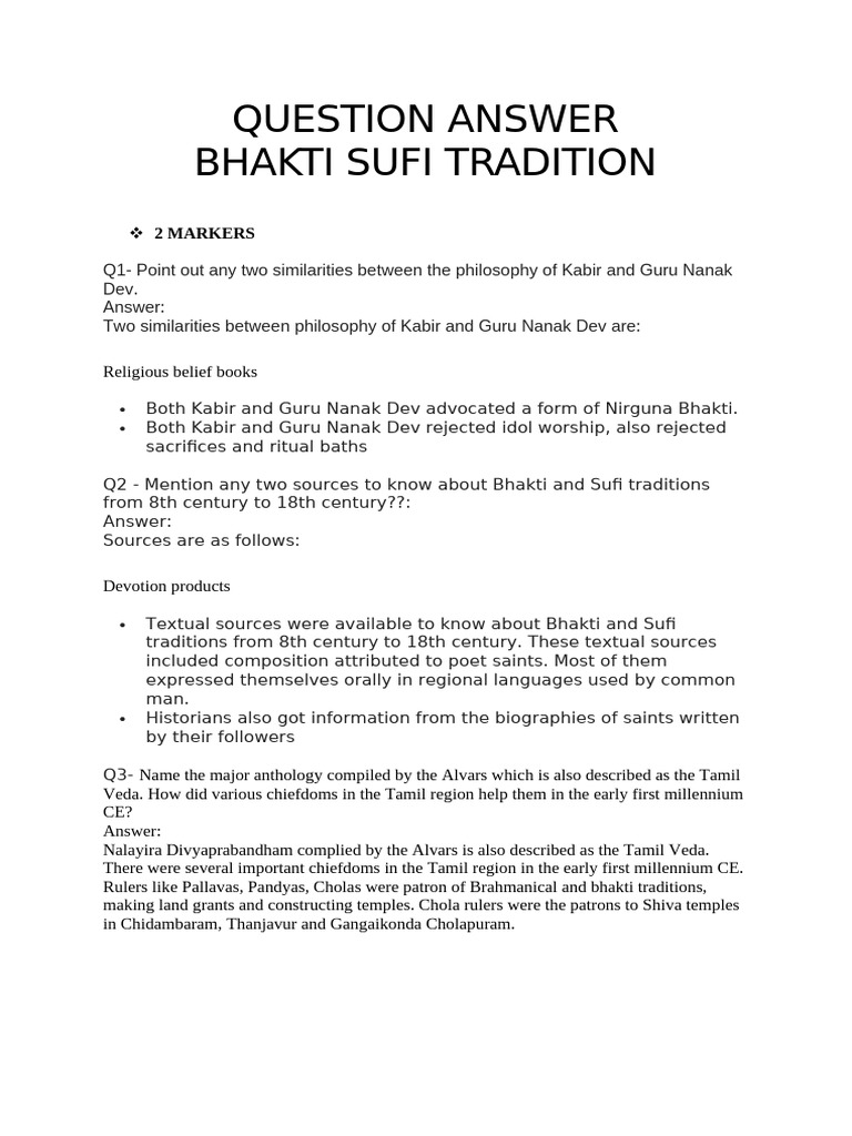Bhakti and Sufi Traditions Overview | PDF | Bhakti | Bhakti Movement