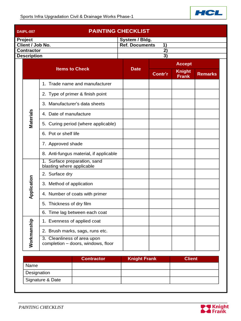 Painting Checklist | PDF