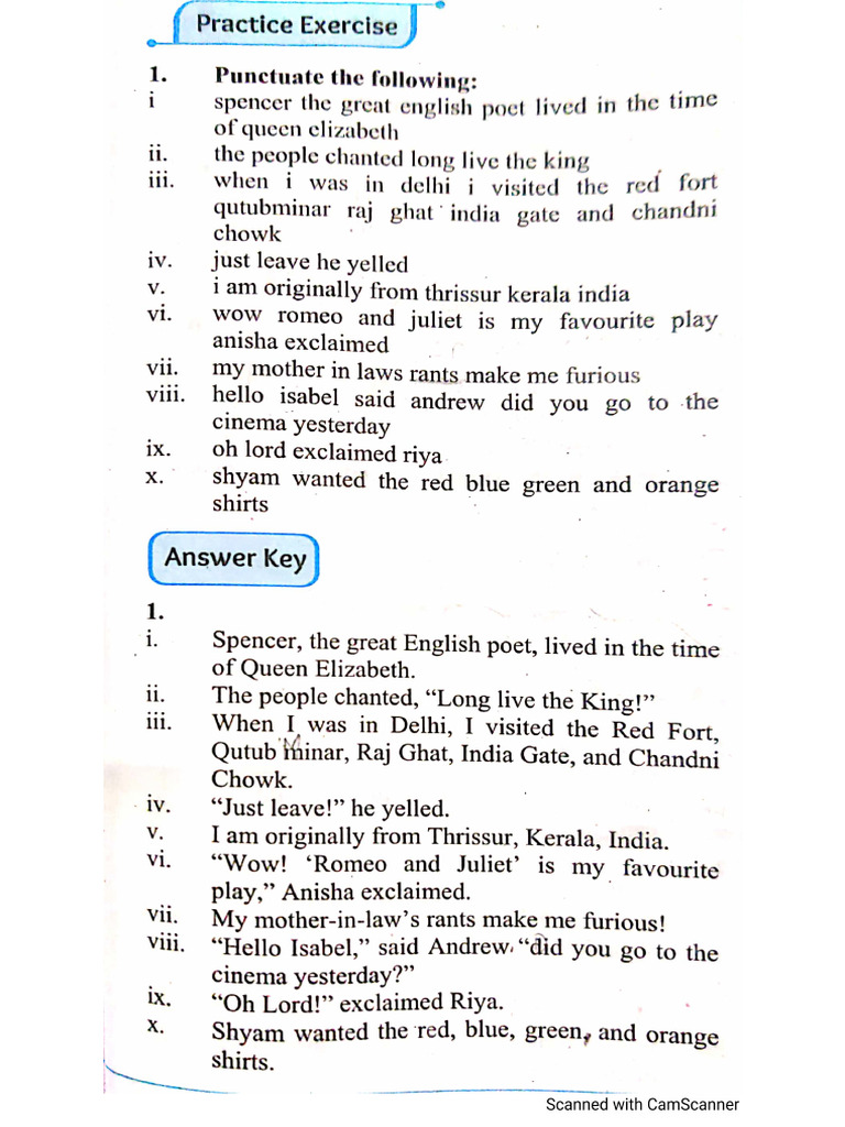 English Grammar - 8. Punctuations Exercise | PDF