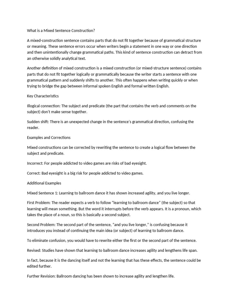 Understanding Mixed Sentence Construction | PDF | Comma | Syntax