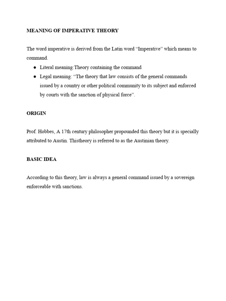 Imperative Theory | PDF | Jurisprudence | Sovereignty