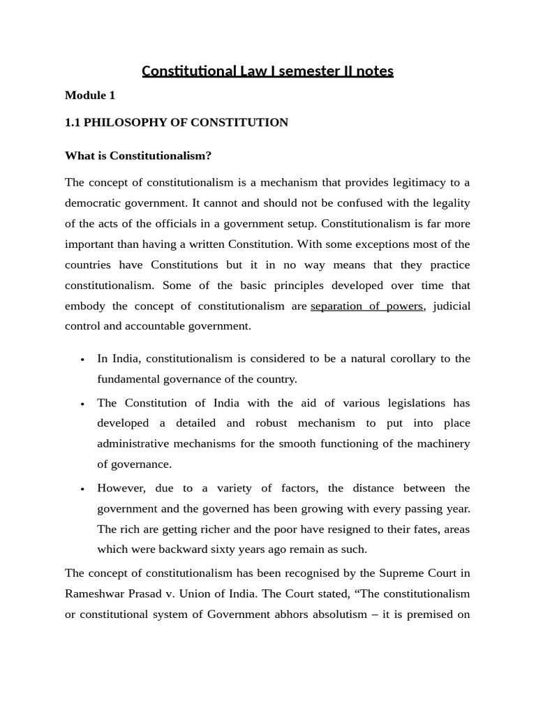 Constitutional Law I: Key Concepts and Principles | PDF | Political Law ...