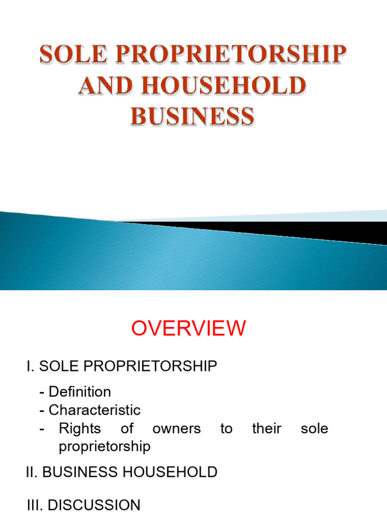 Sole Proprietorship and Household Business Guide | PDF | Sole ...