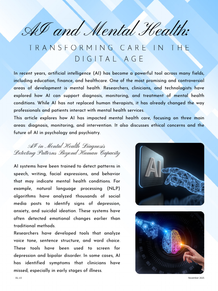 AI's Impact on Mental Health Care | PDF | Mental Health | Artificial ...