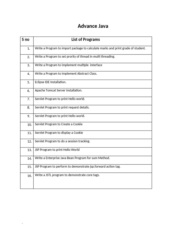 Advanced Java Programming Examples | PDF