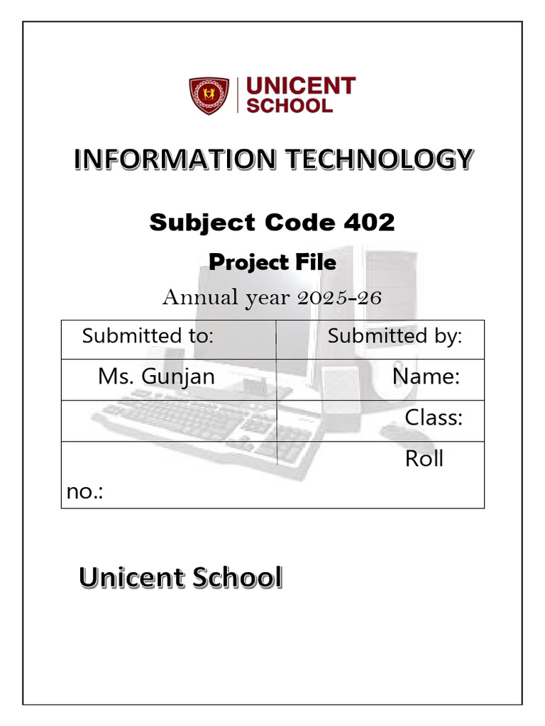 Project File for Subject Code 402 | PDF