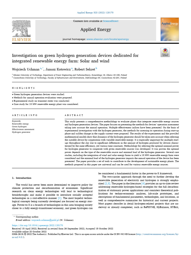 Green Hydrogen Generation in Renewables | PDF | Renewable Energy ...