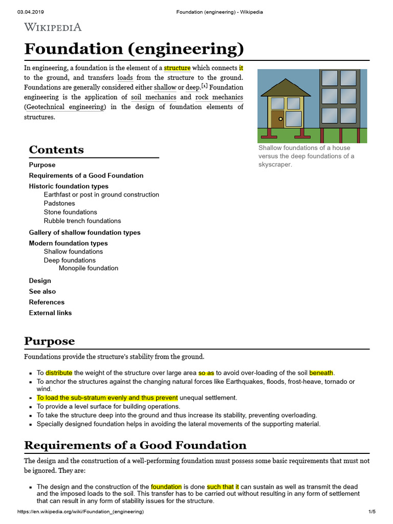 Foundation (engineering) - Wikipedia | PDF | Foundation (Engineering ...
