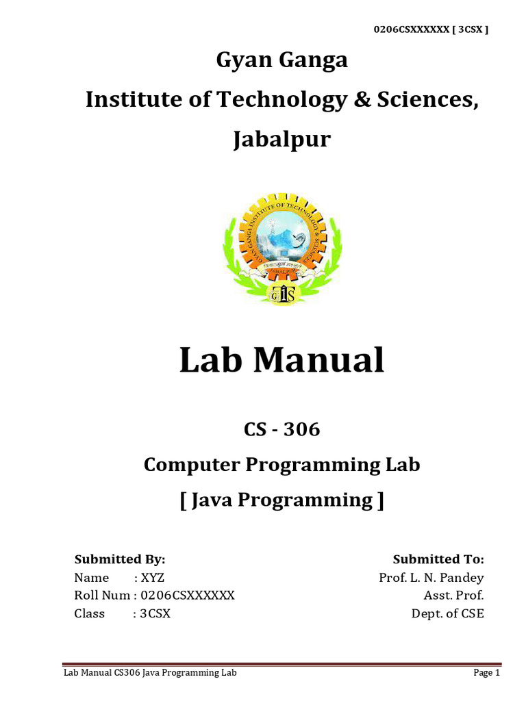 Lab Manual CS306 New | PDF | Class (Computer Programming) | Method ...