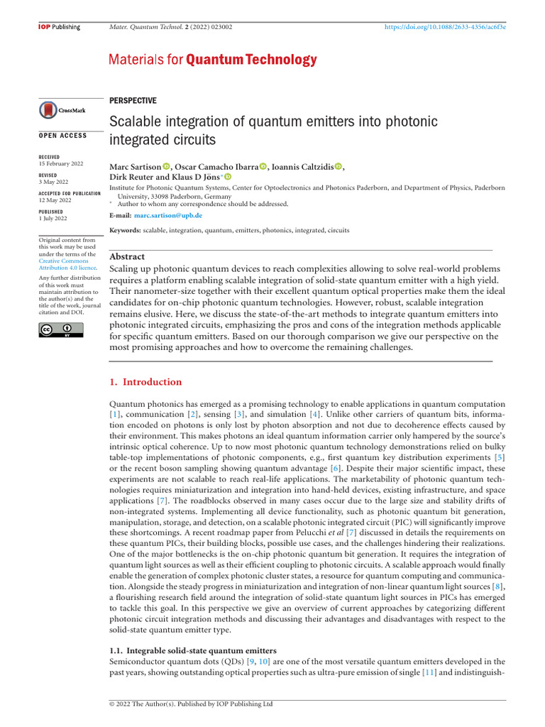 Quantum Emitters in Photonic Circuits | PDF | Photonics | Emission Spectrum