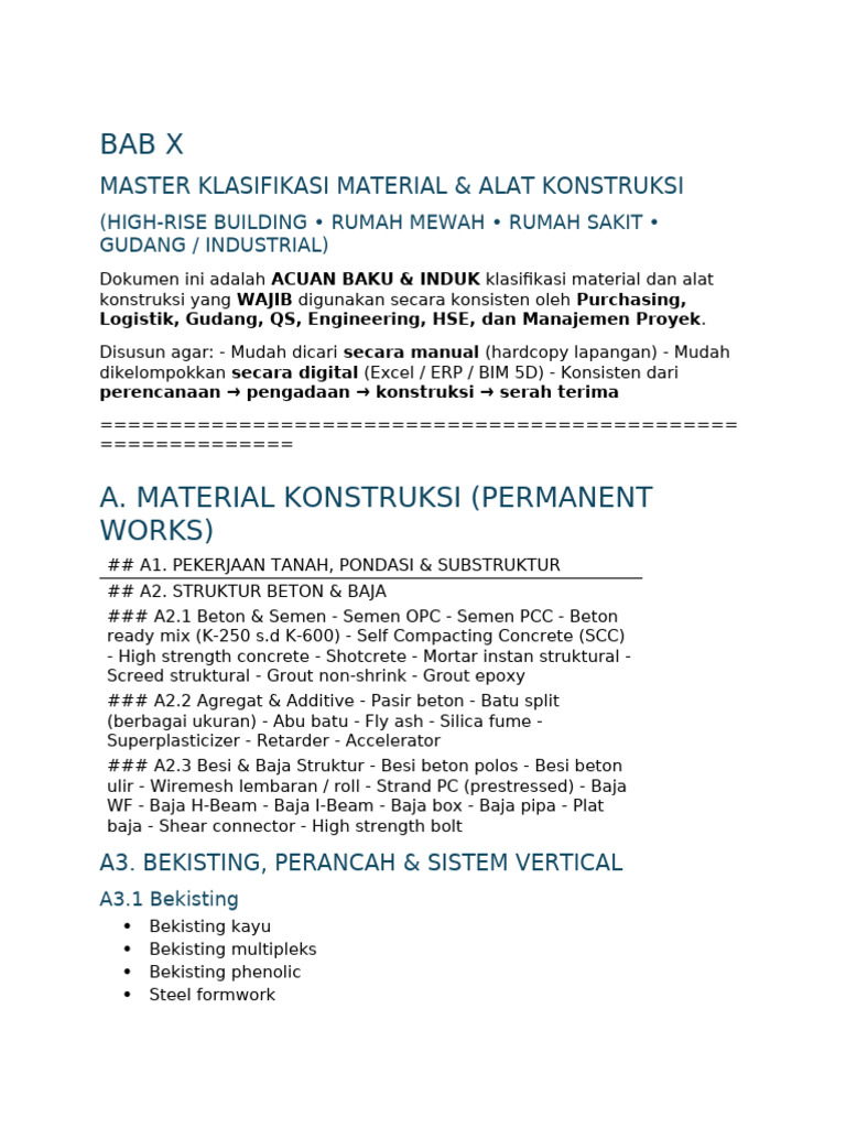 Bab Klasifikasi Material Dan Alat Konstruksi | PDF | Structural ...