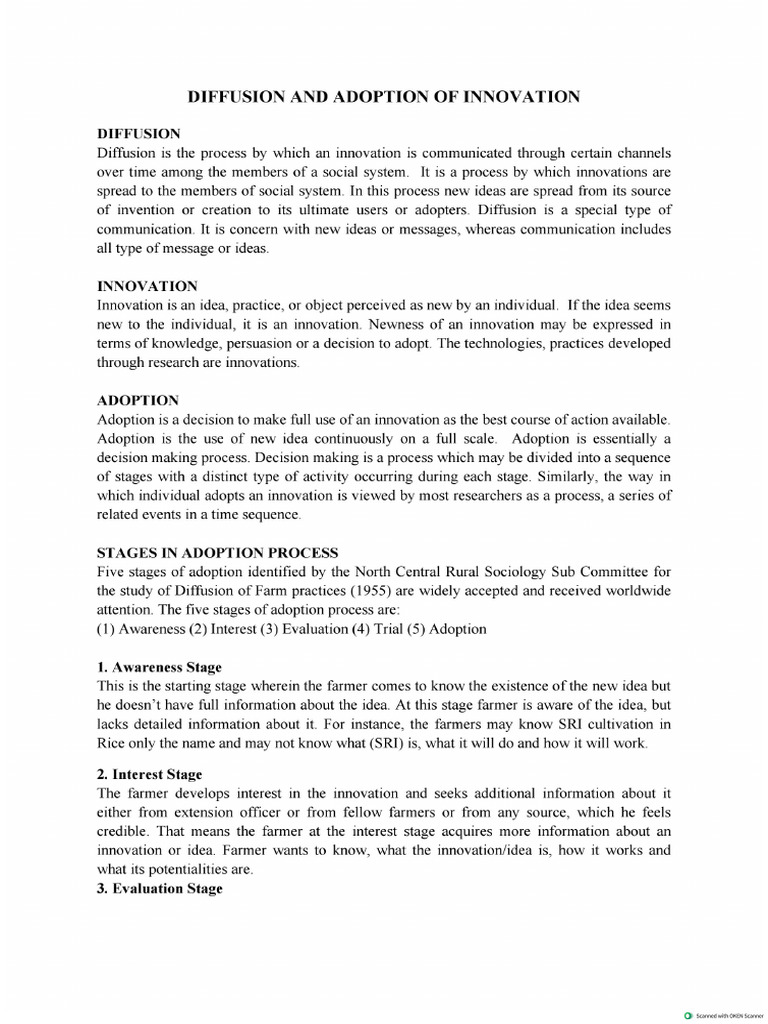 Diffusion and Adoption of Innovation | PDF