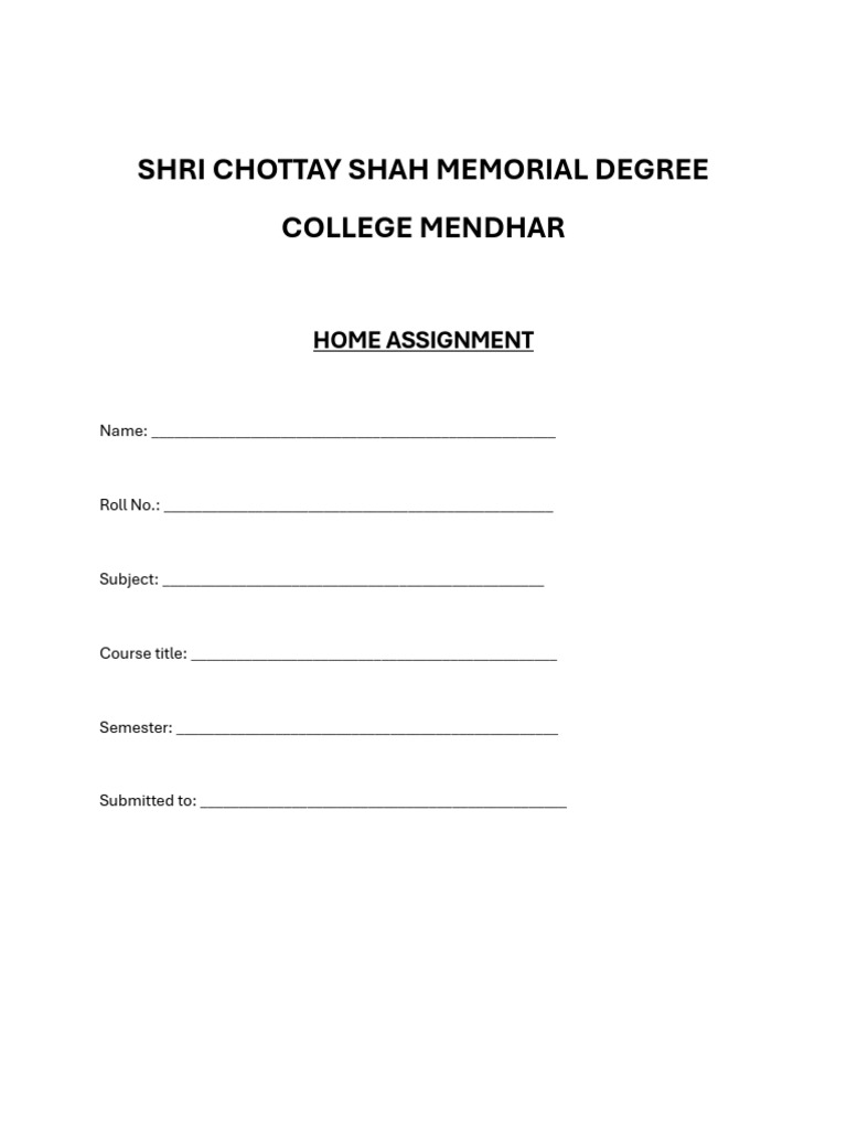 Home Assignment for Degree College Mendhar | PDF