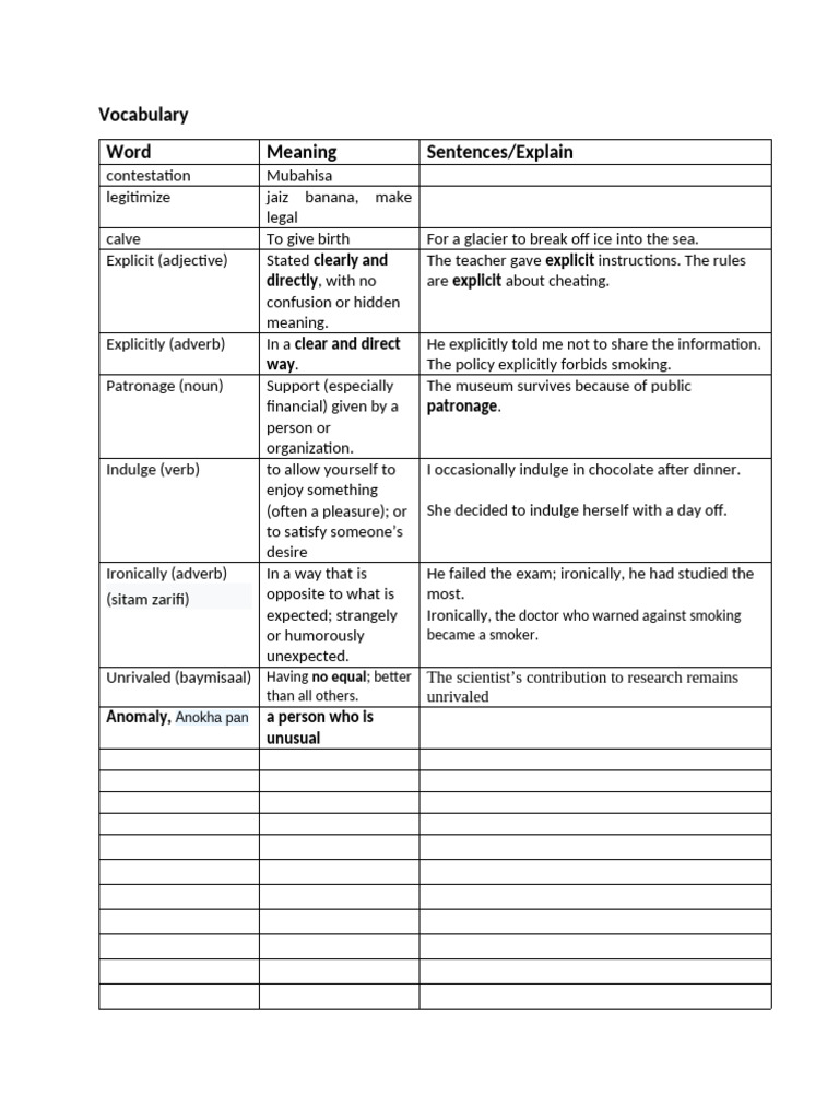 Vocabulary | PDF