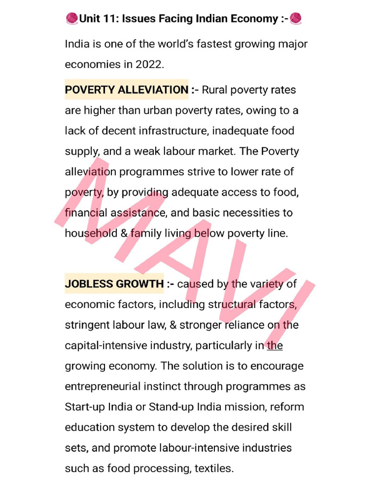 Unit 11 Issues Facing Indian Economies | PDF