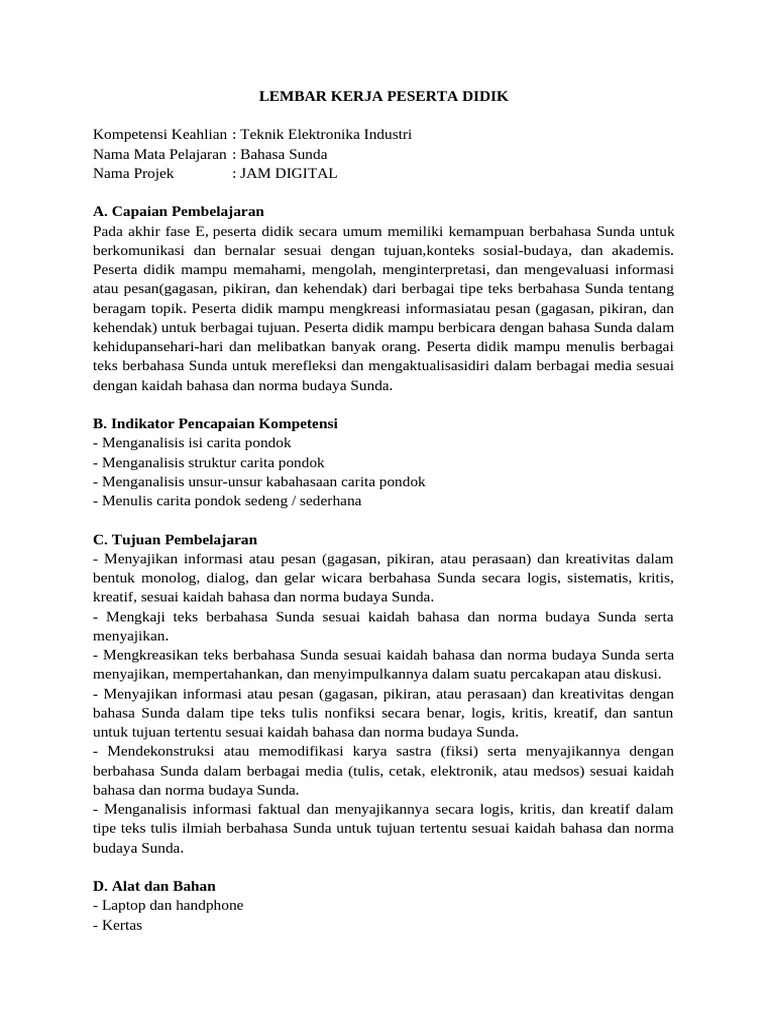 Proyek Jam Digital dalam Bahasa Sunda | PDF