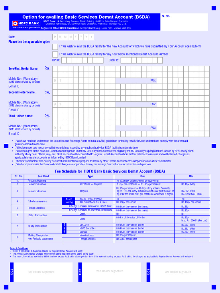 BSDA Declaration Form | PDF | Banks | Transaction Account