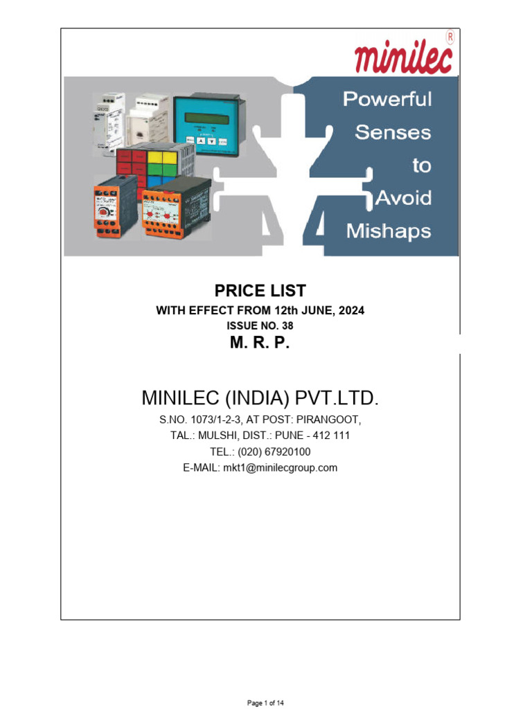 Minilec m Pricelist 12.06.2024 | PDF | Relay | Ac Power