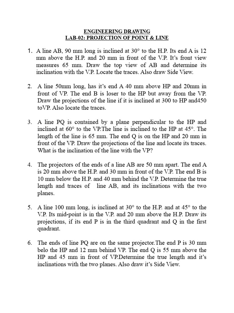 Engineering Drawing: Line Projections Guide | PDF