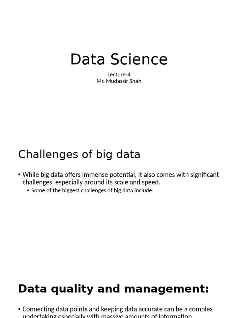 Challenges of Big Data in Data Science | PDF | Machine Learning ...