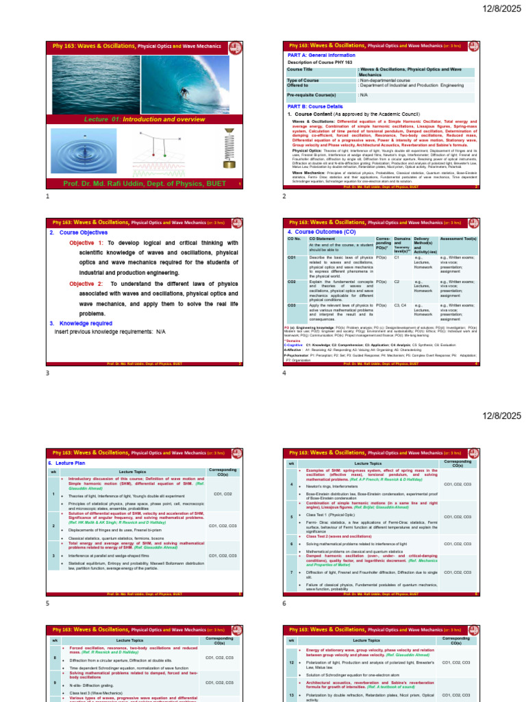 Waves, Optics, and Mechanics Course Overview | PDF | Waves | Diffraction