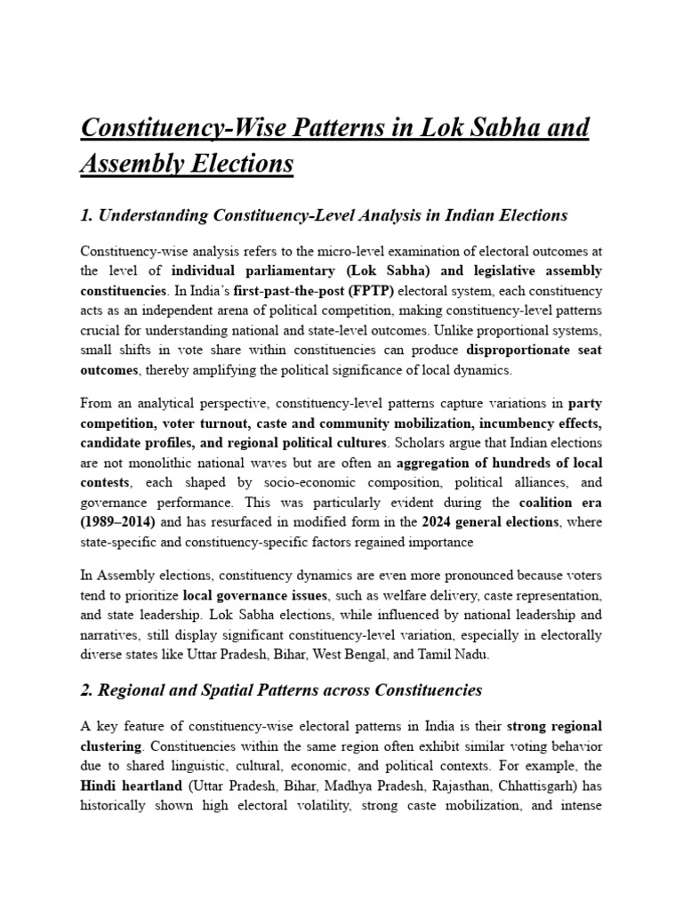 Constituency Patterns in Indian Elections | PDF | Opinion Poll ...